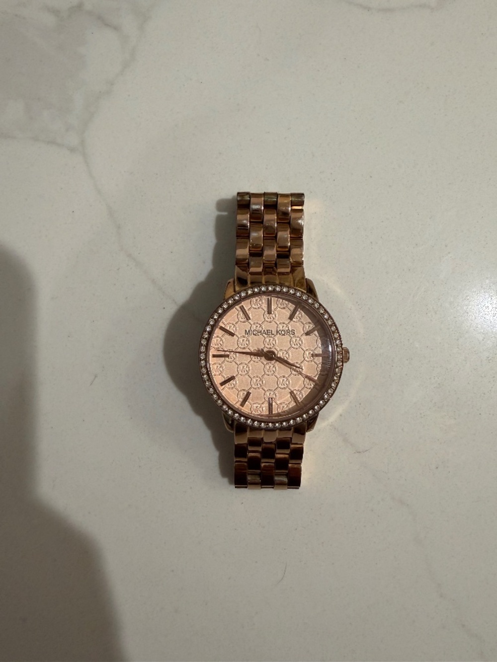 Michael Kors Women's Quartz Analog Rose Gold Bracelet Watch Pink Logo Dial